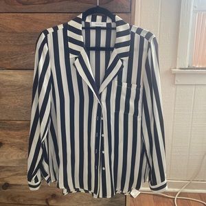 Anine Bing Black And White Striped Silk Blouse. - image 1